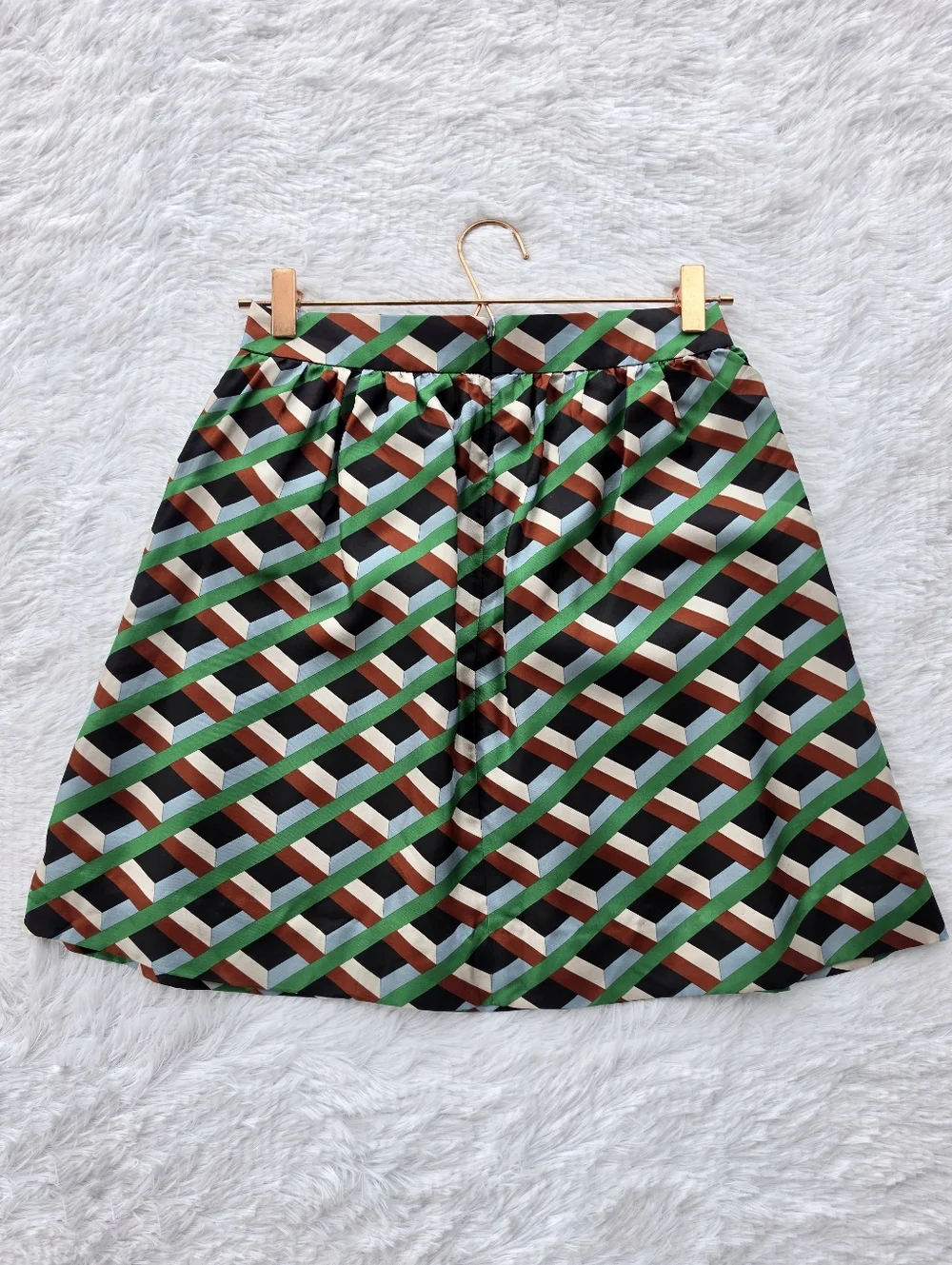 J.‎ Crew Ratti Silk Geometric Diamond Print A-line Skirt